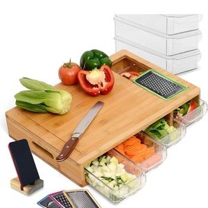 Bamboo Cutting Board with Tray